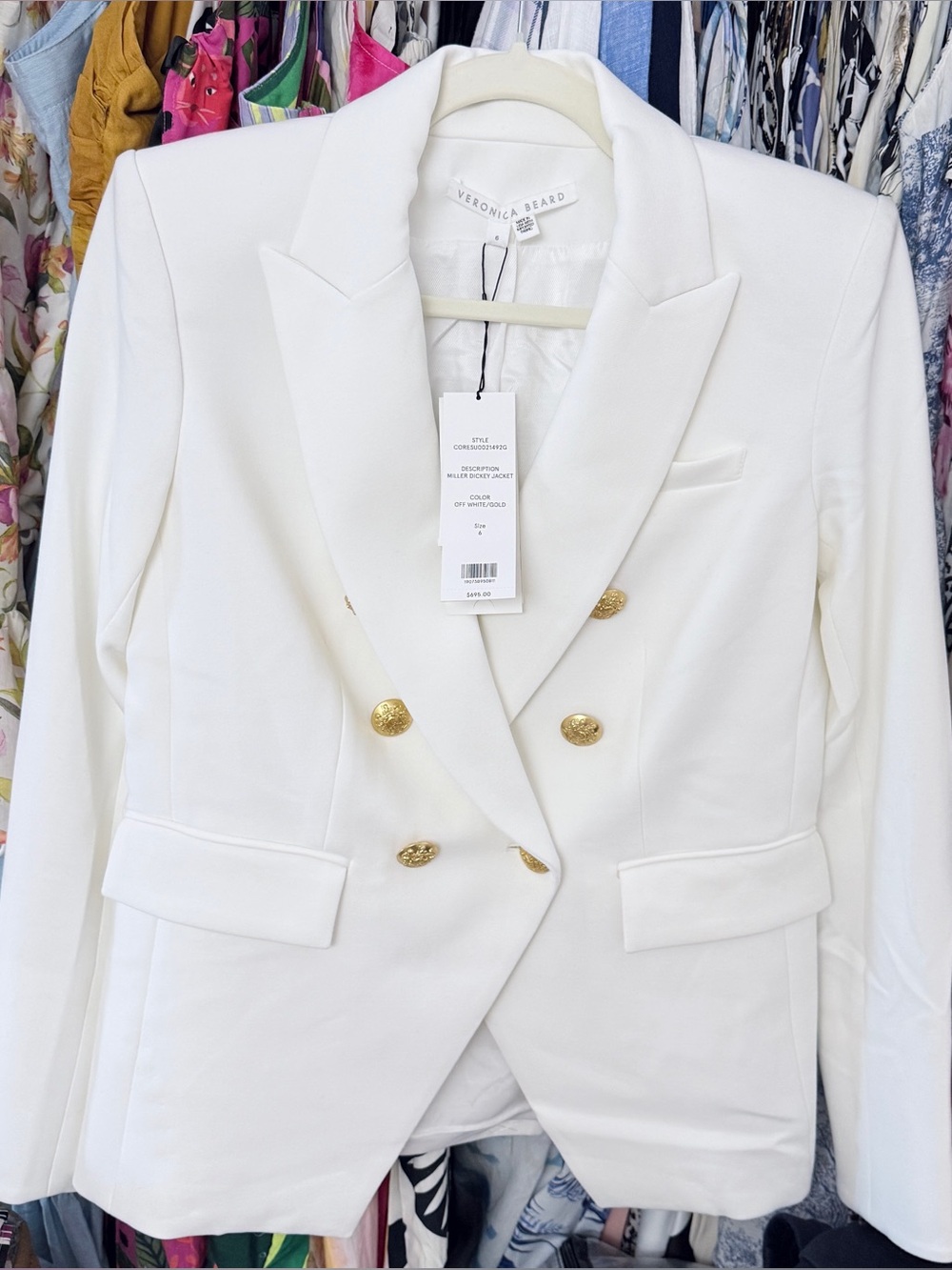 Veronica Beard - Miller Dickey Jacket Off-White & Gold- in size 6 - Picture 4 of 12